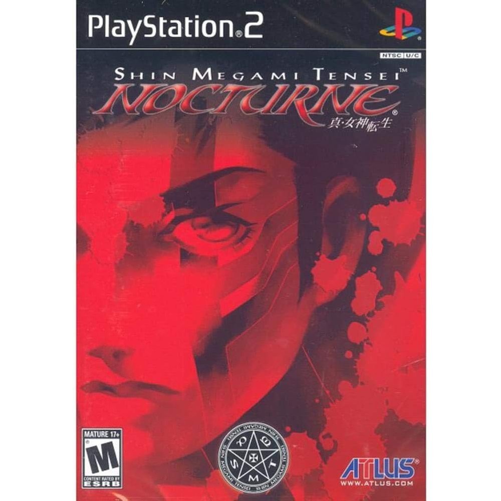 Atlus Shin Megami Tensei Nocturne PlayStation 2 video game front cover packaging featuring original artwork.