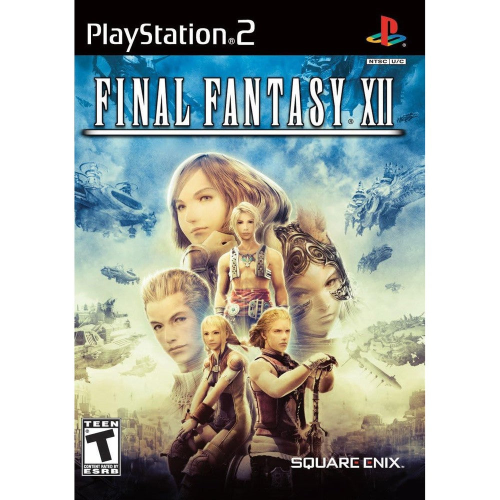Square Enix Final Fantasy XII PlayStation 2 game front cover art featuring Princess Ashe and Vaan.