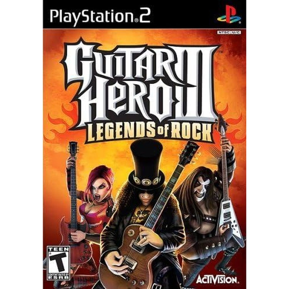 Activision Guitar Hero Three Legends of Rock PlayStation 2 front view cover art.