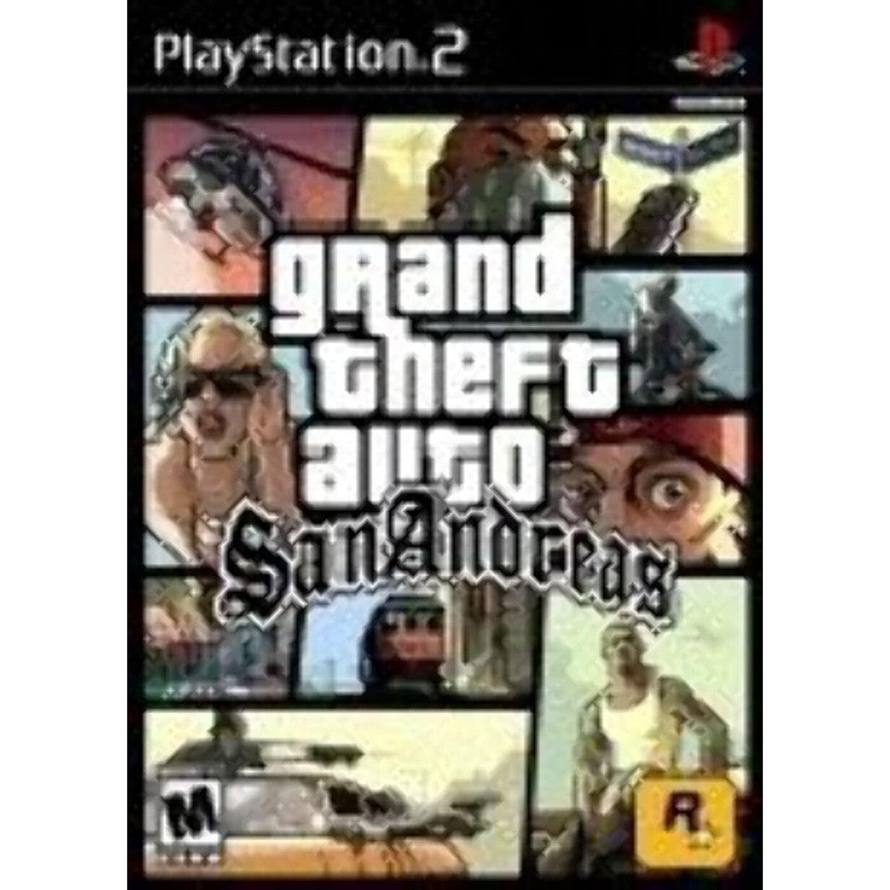 Rockstar Games Grand Theft Auto San Andreas PlayStation 2 cover art front view authentic imported vintage video game.