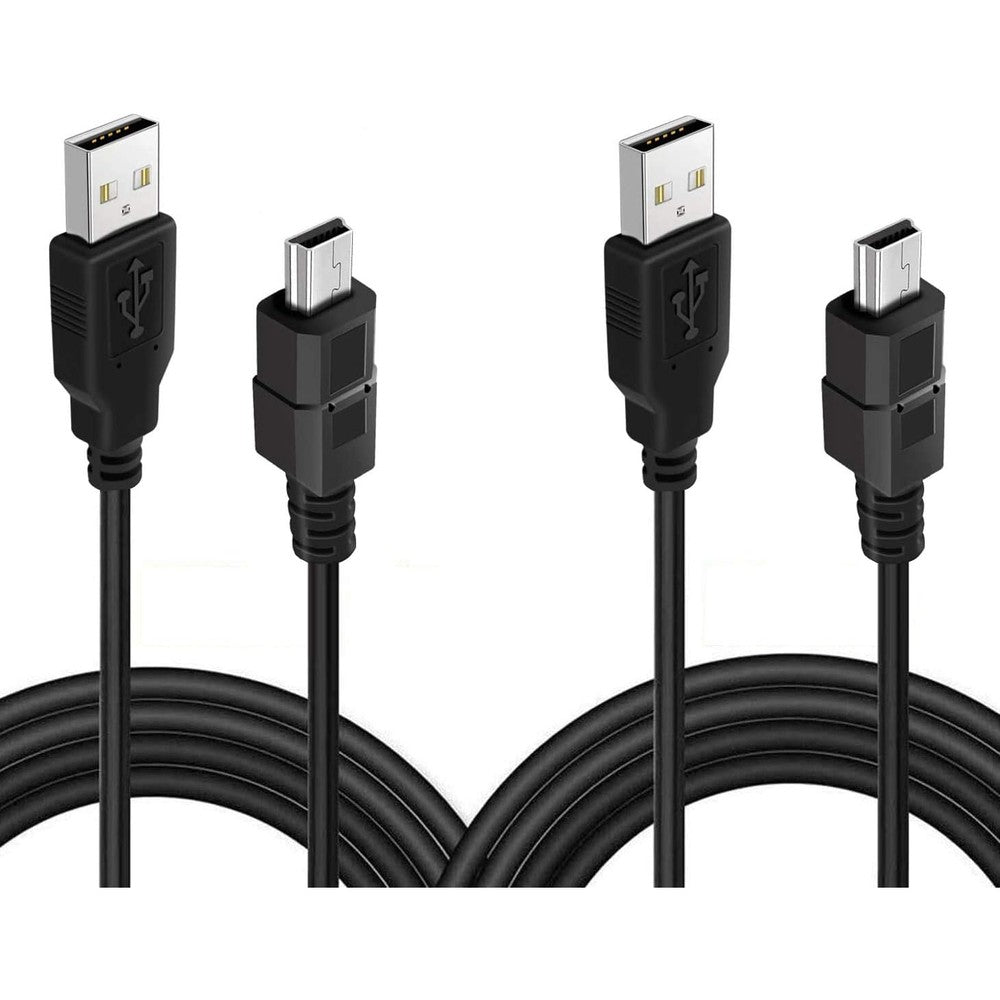 ULIFTUS 2 pack 10ft PS3 controller charging cable front view showing two black cords
