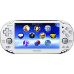 Sony PlayStation Vita 2000 Crystal White handheld gaming console front view showing dual analog sticks
