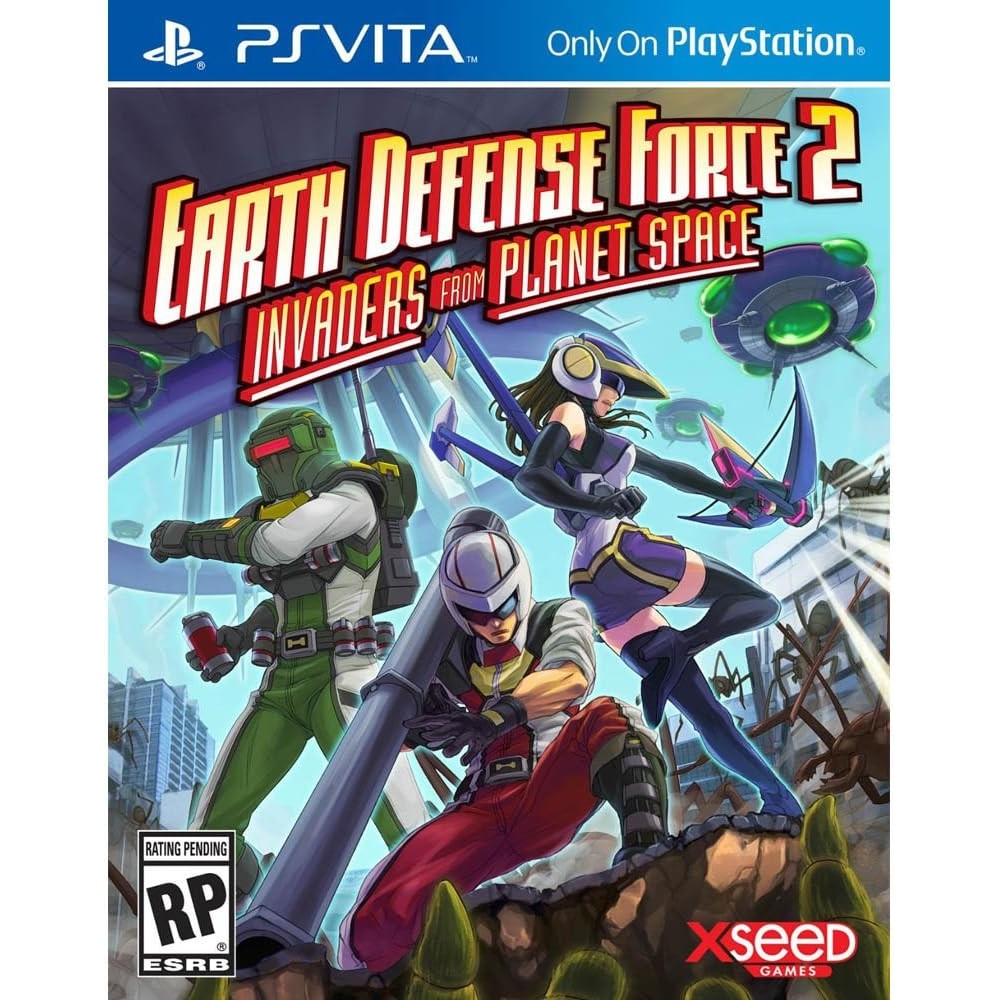 Xseed Games Earth Defense Force 2 Invaders from Planet Space PlayStation Vita front box art showing giant insects attacking soldiers
