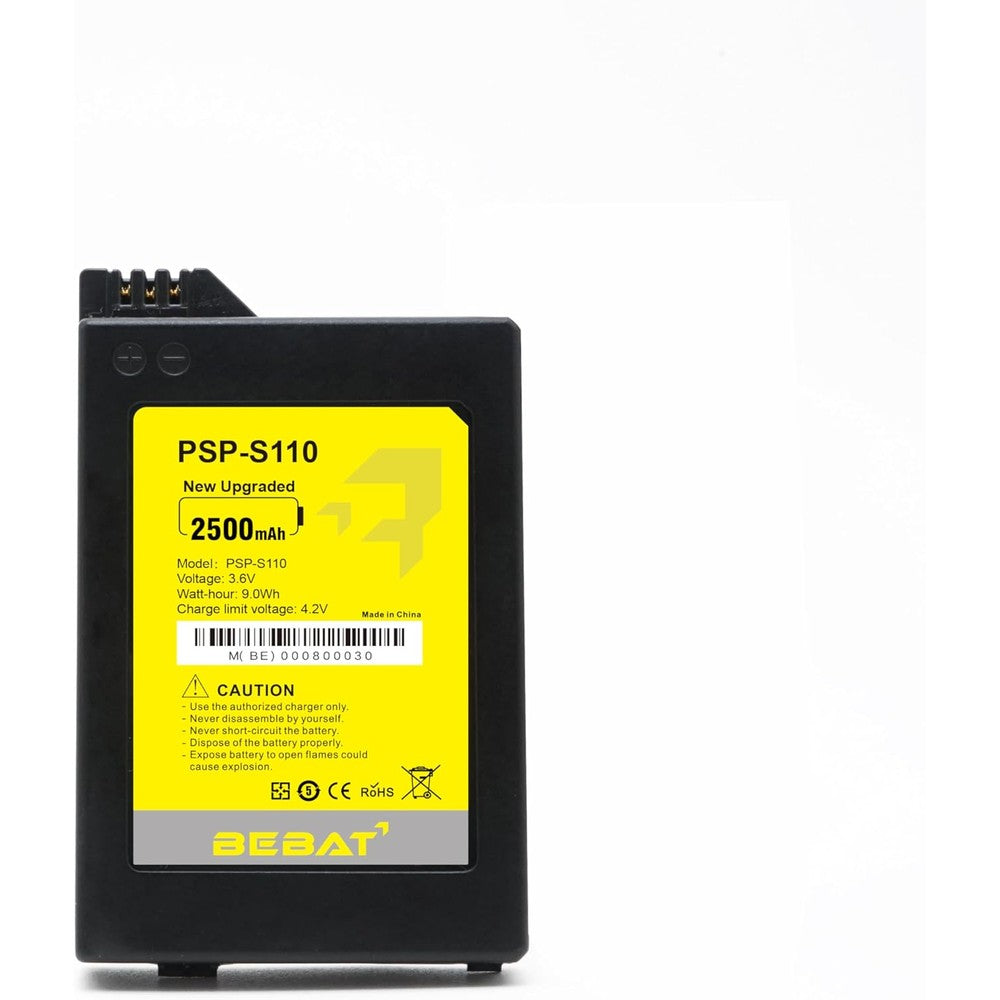 BEBAT replacement battery pack front view showing technical specifications and compatibility text.