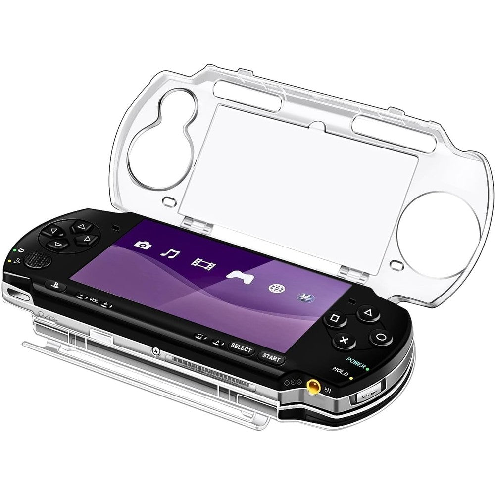 TNP clear hard case for PSP 3000 front view showcasing transparent protective shell material