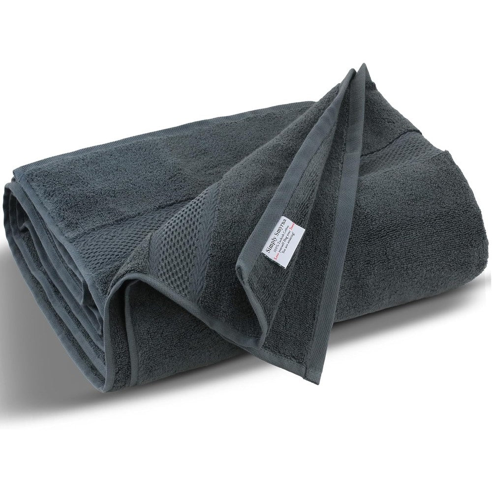 Simply Smyrna charcoal grey Turkish cotton bath sheet front view