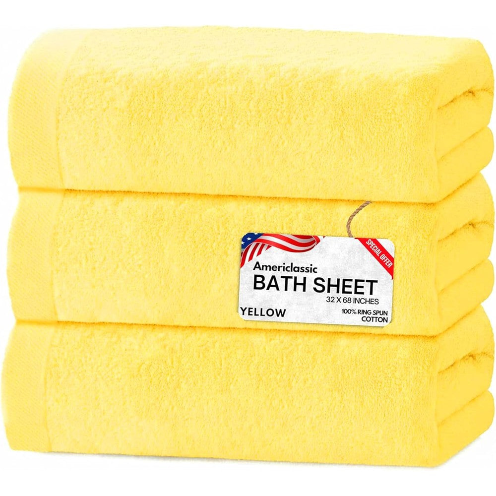 Americlassic bath sheets front view in yellow
