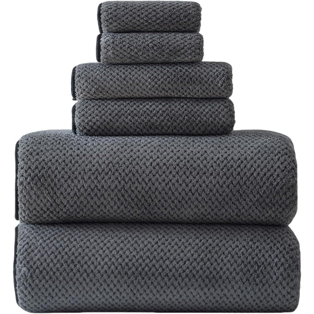 Akzpe oversized charcoal grey microfiber bath sheet set front view