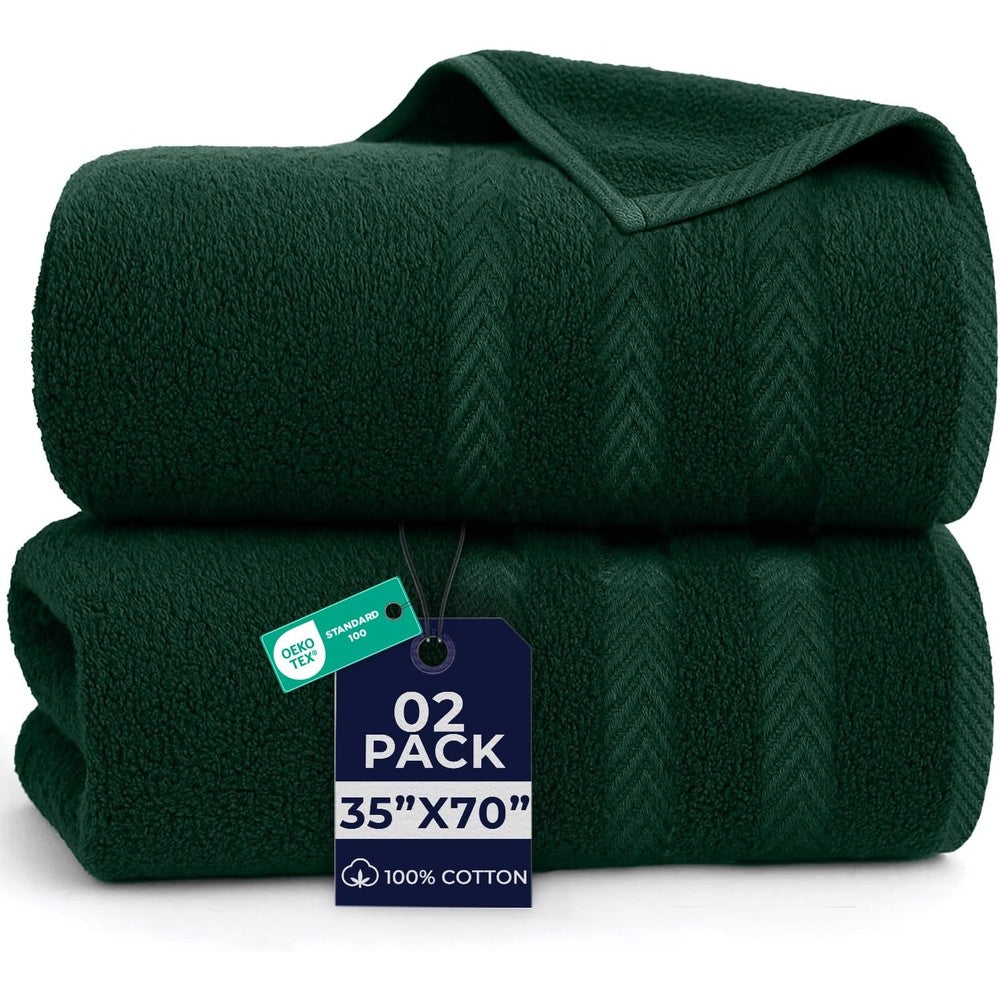 Dan River 2 Pack Luxury Bath Sheets front view in Hunter Green