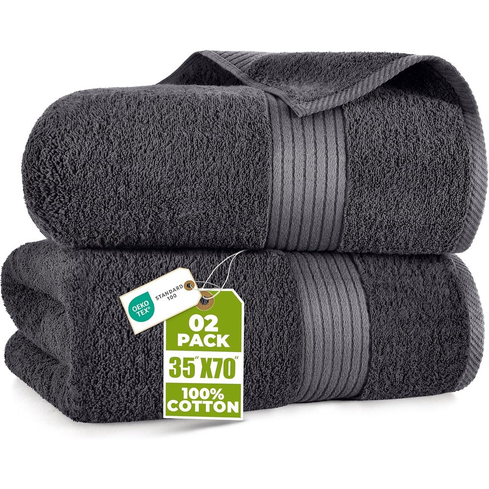 Utopia Towels grey jumbo bath sheets front view