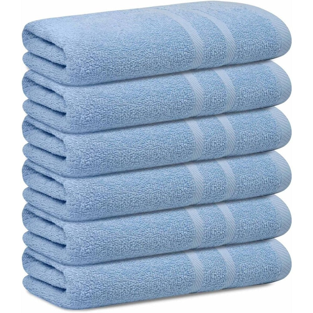 Looperry 6 pack small bath towel set aqua front view