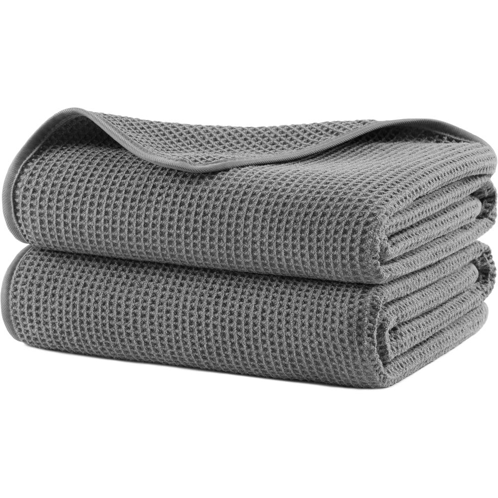 Polyte microfiber waffle bath towel set front view