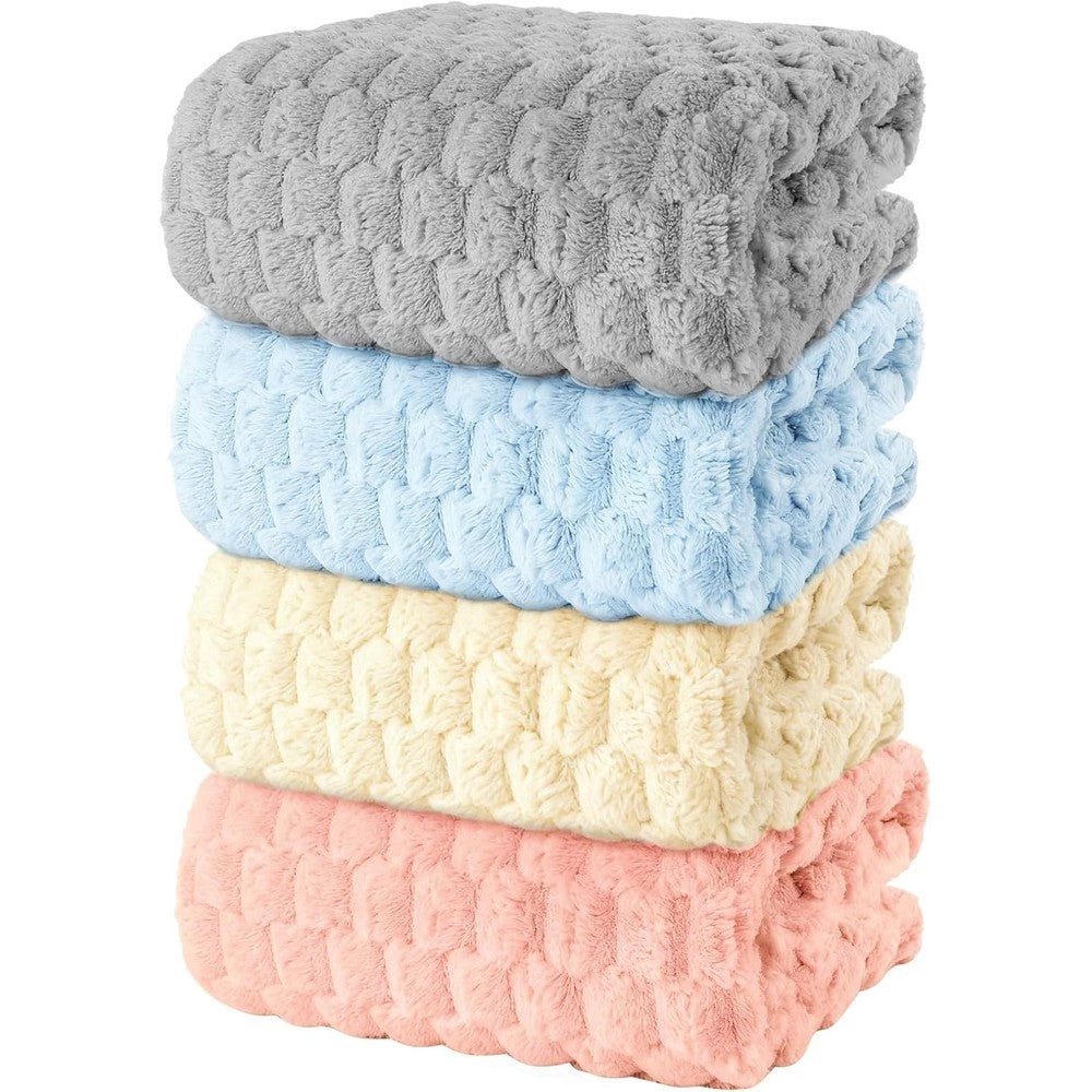 Meishiqi luxury microfiber bath towel set 4-pack stacked front view