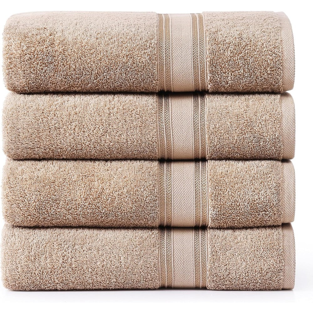 Lane Linen 100 percent cotton bath towel set of 4 in taupe