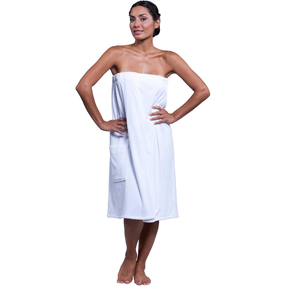Boca Bt Terry women's white spa wrap front view