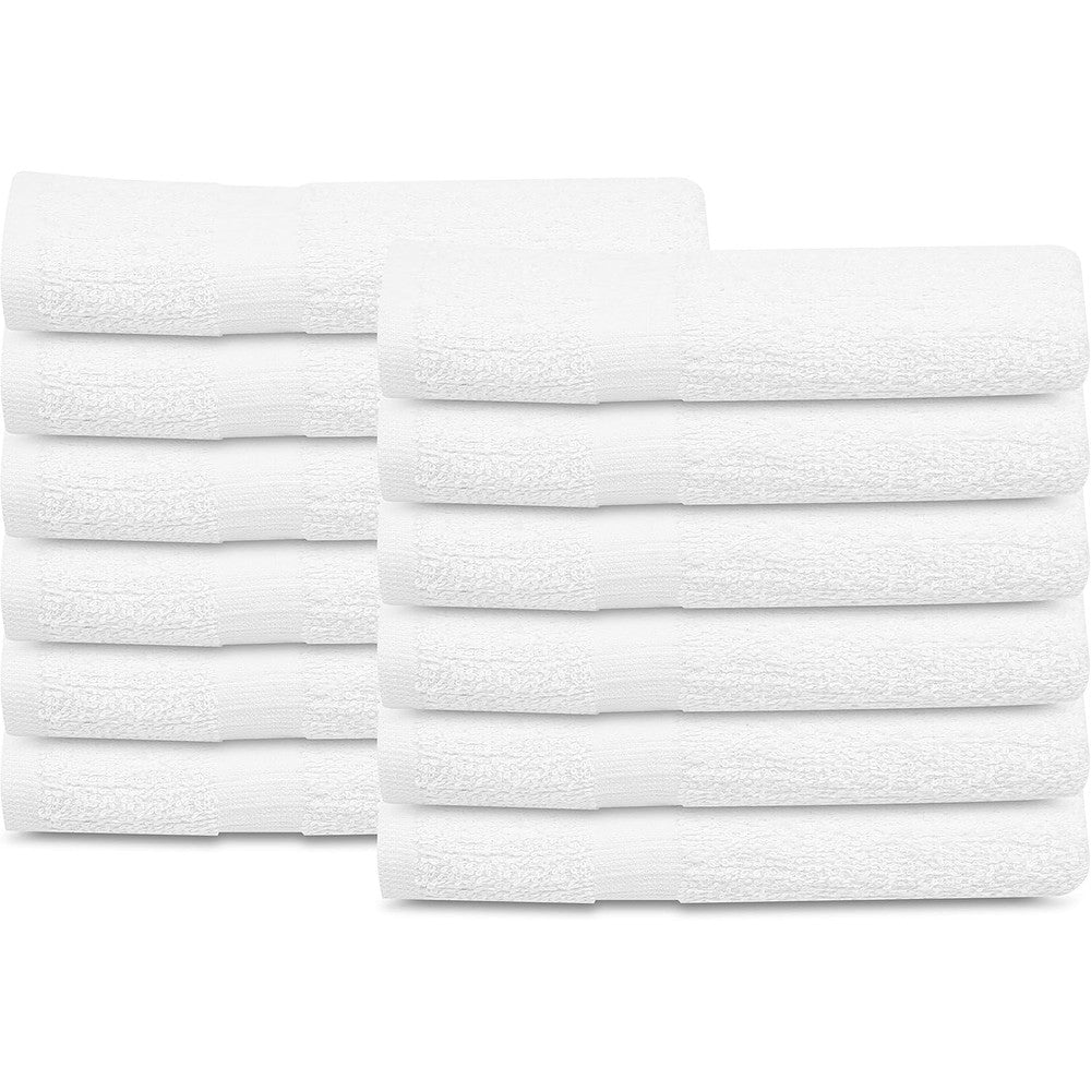 Gold Textiles white cotton blend 12 piece bath towel set front view