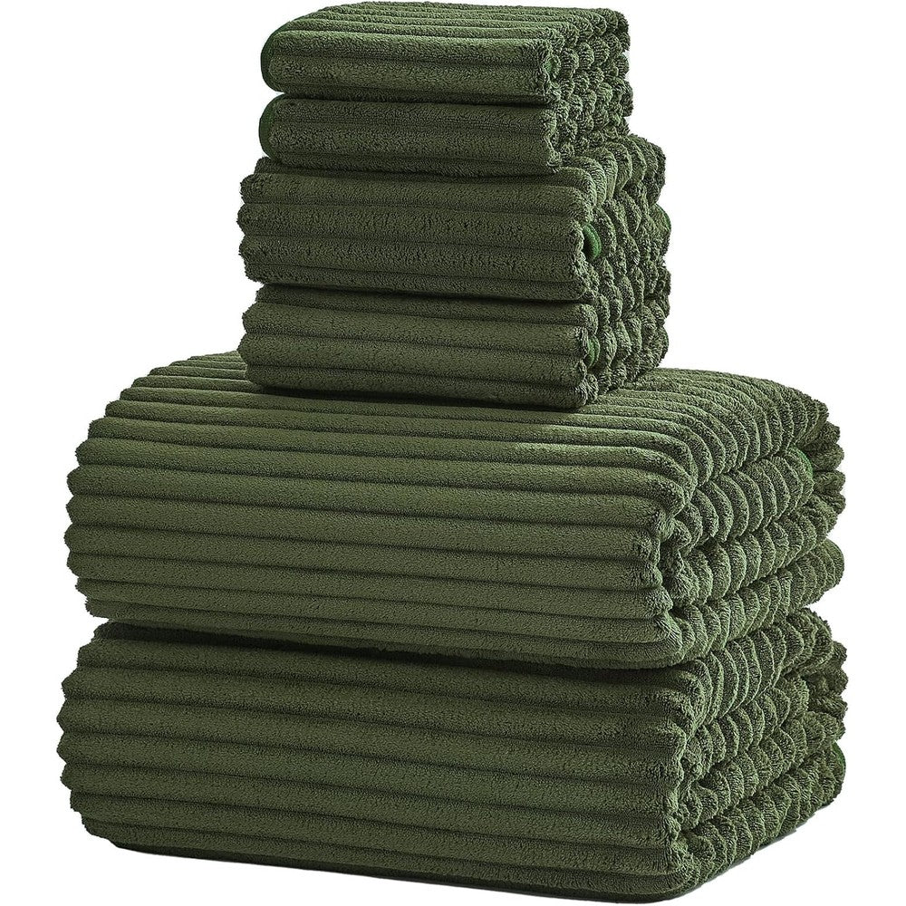 Nalivo 6-piece olive green microfiber bath towel set front view