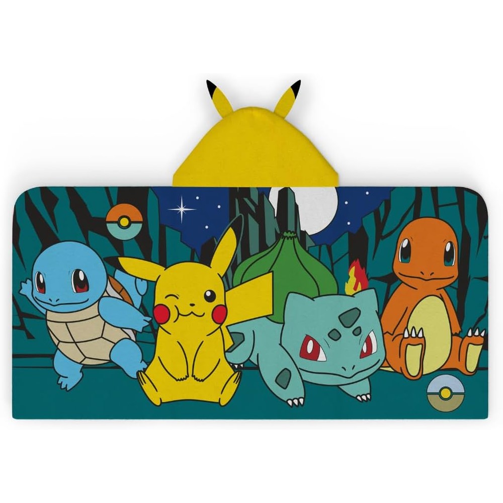 Franco Pokemon kids hooded cotton towel wrap front view