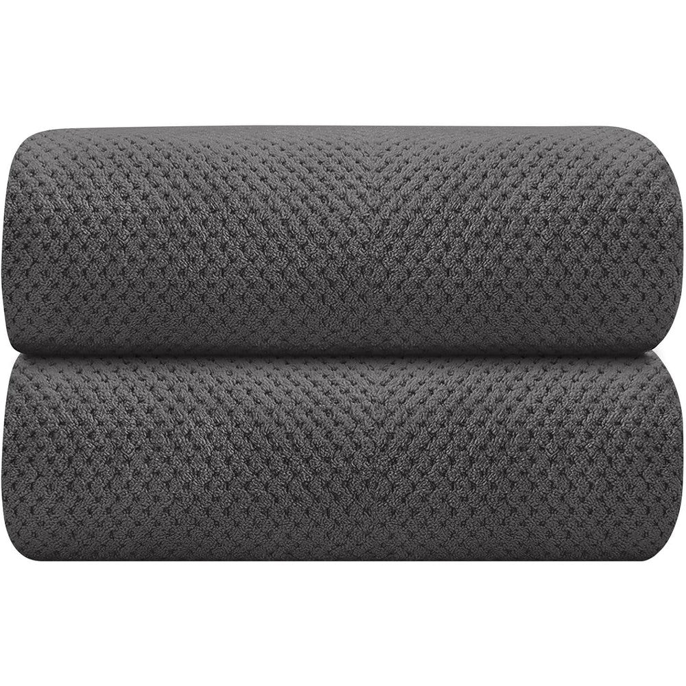 Homexcel grey microfiber bath towel set 2 pack front view