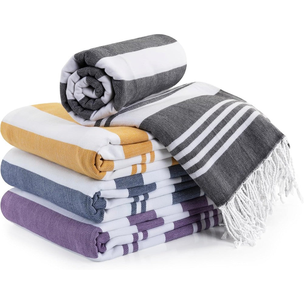 Utopia Towels Turkish Beach Towel front view showing the striped pattern.