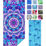TwoYek Microfiber Sand Free Beach Towel front view showing purple mandala pattern