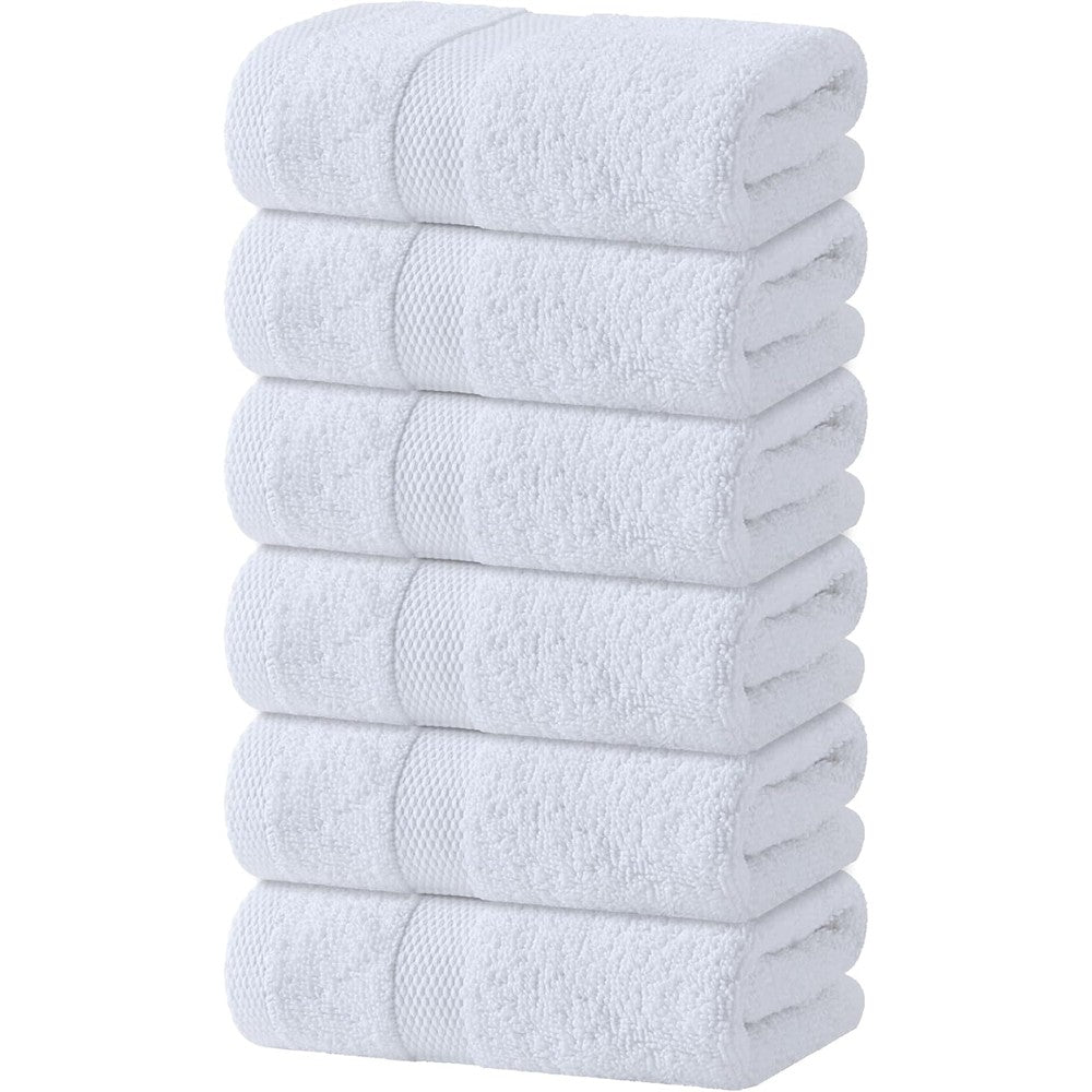 White Classic cotton hand towels 6 pack set front view