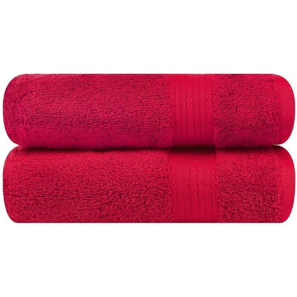 Ample Decor premium 100% cotton hand towels front view in deep red color.