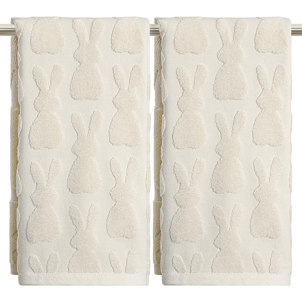 Artoid Mode 3D rabbit jacquard hand towels front view