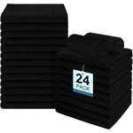 Unimade 24 pack black salon towels front view