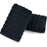 Jacquotha 2-pack ribbed black hand towels set.