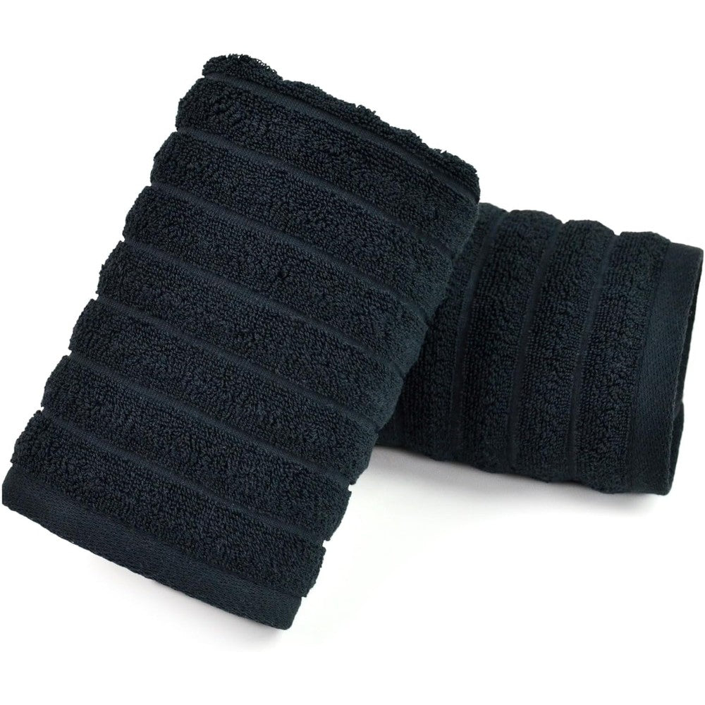 Jacquotha 2-pack ribbed black hand towels set.