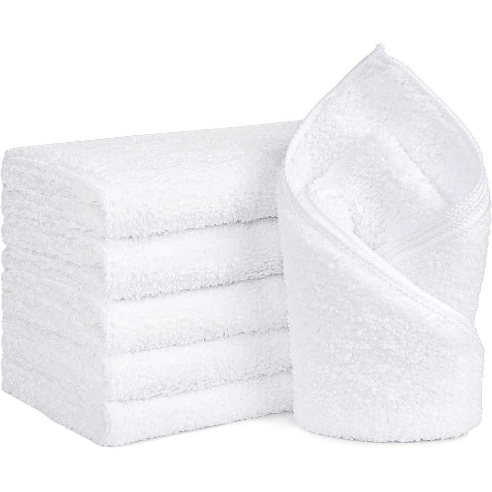 Orighty white microfiber hand towels six pack front view showcasing soft fabric texture