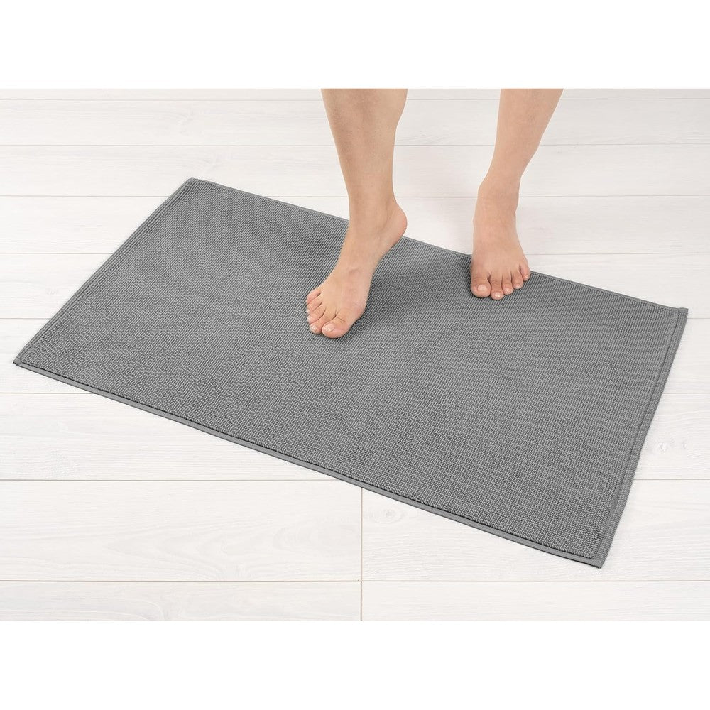 American Soft Linen 100% Cotton Bath Rug front view in light grey