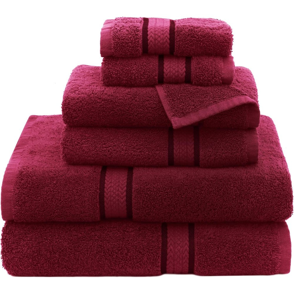 Cotton Craft Ultra Soft 6 Piece Towel Set in Burgundy front view