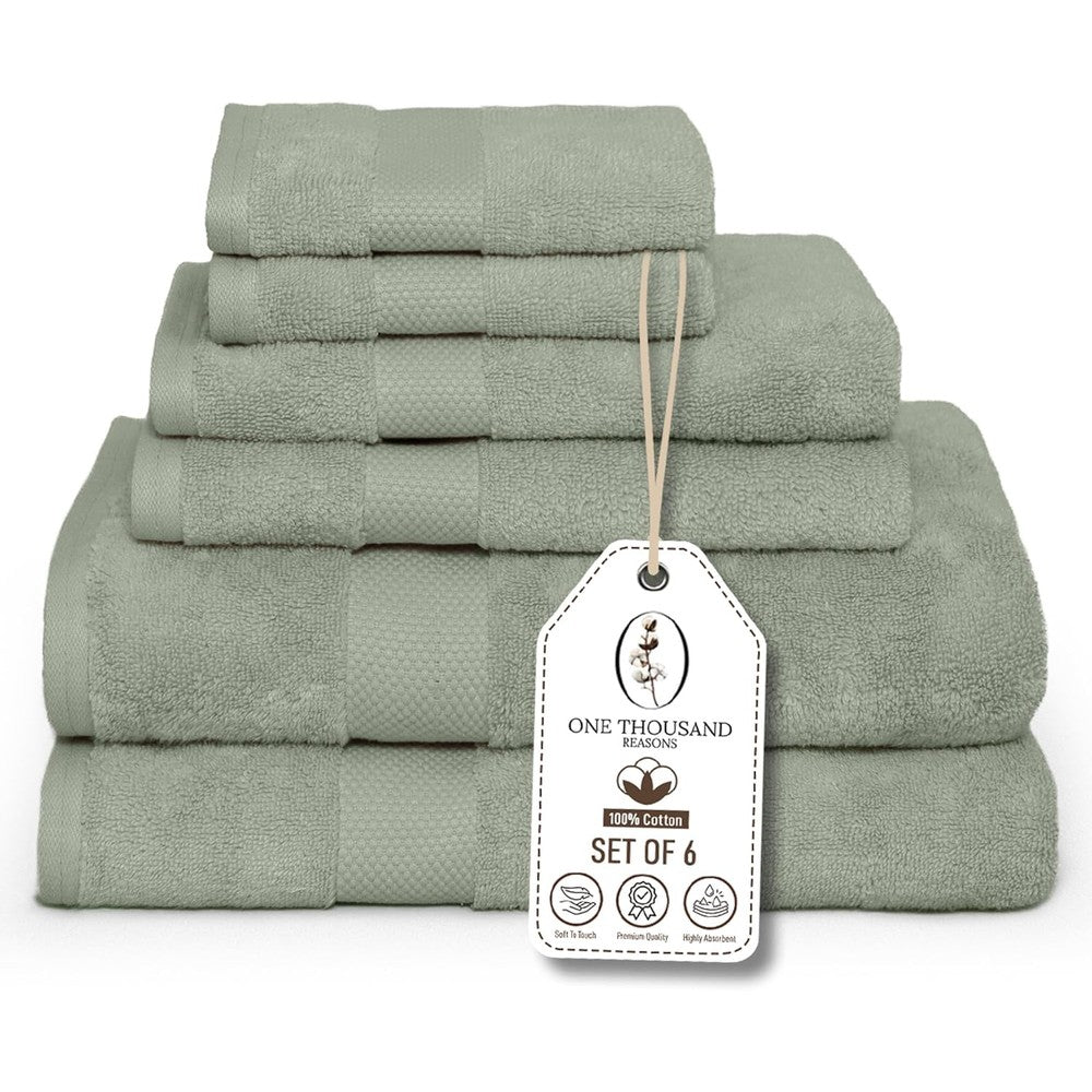 One Thousand Reasons premium sage green towel set front view