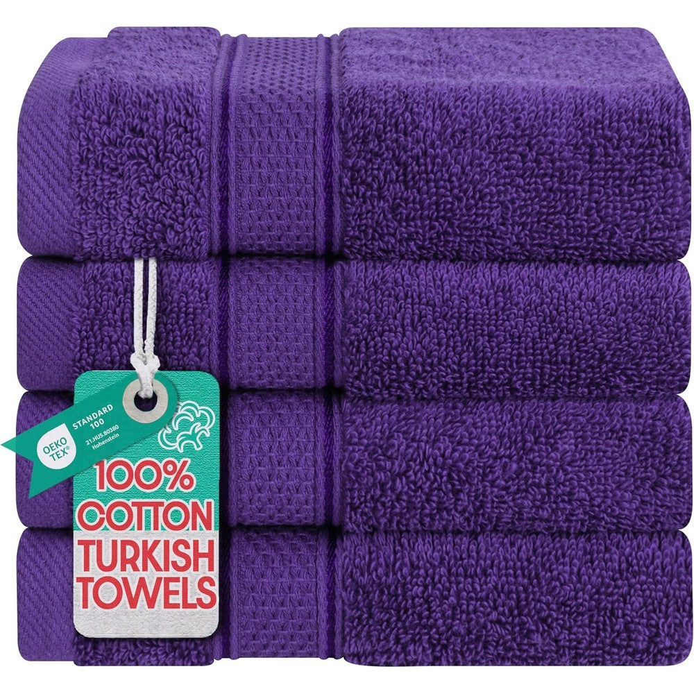 American Soft Linen Salem 4 Piece Purple Washcloth Set Front View