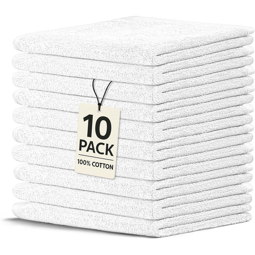 Crystal Ridge premium cotton wash cloths 10 pack front view