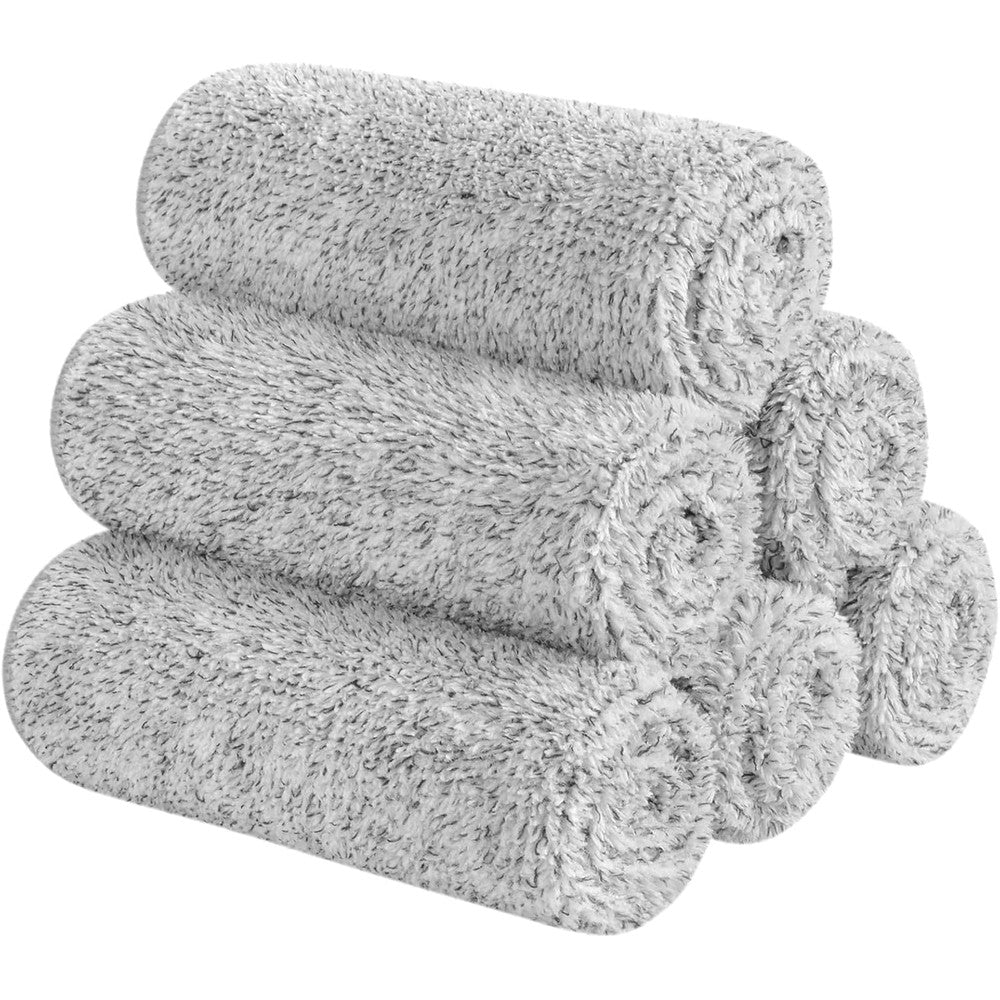 Sinland microfiber bamboo charcoal facial washcloths 6 pack front view