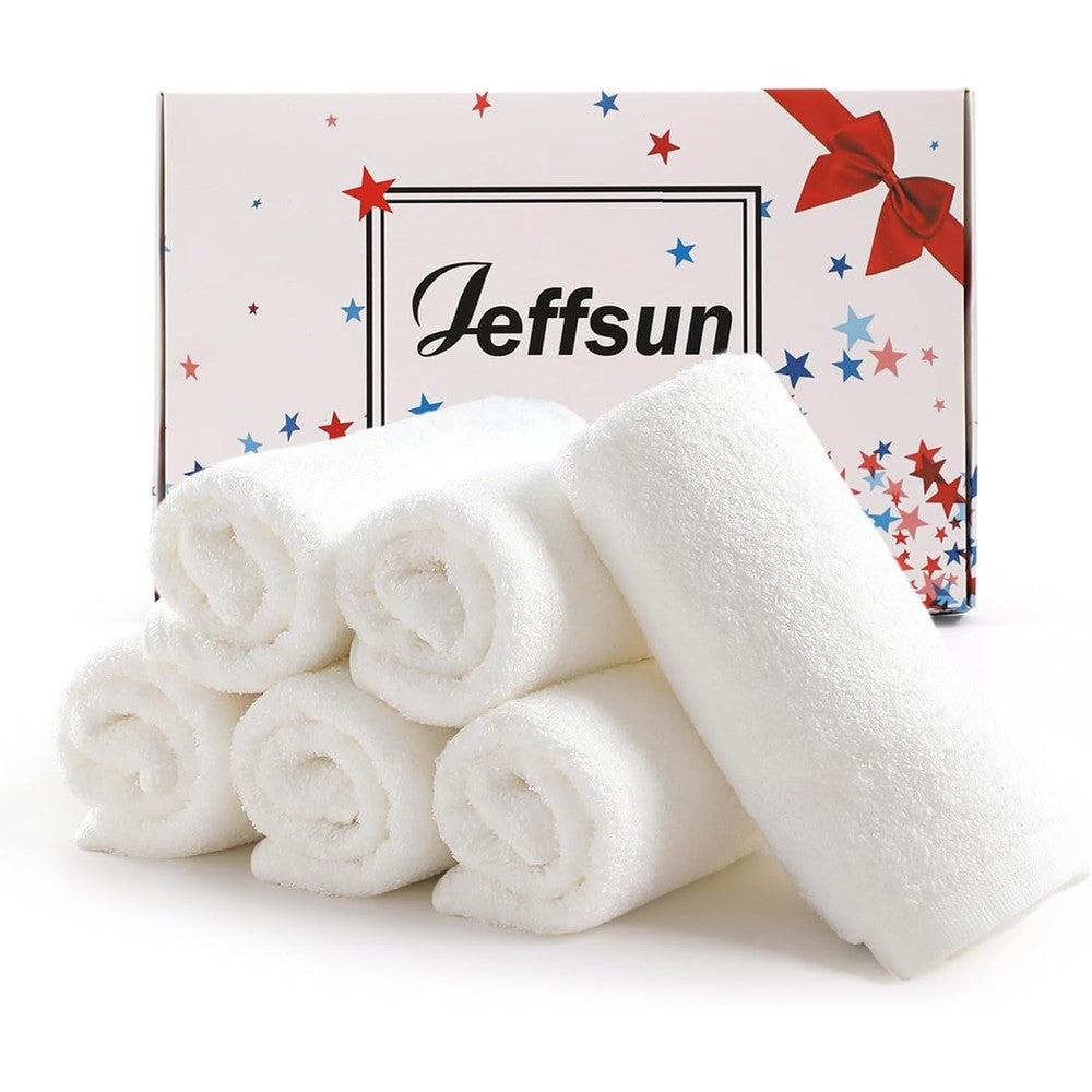 Jeffsun 6 pack bamboo face towels front view