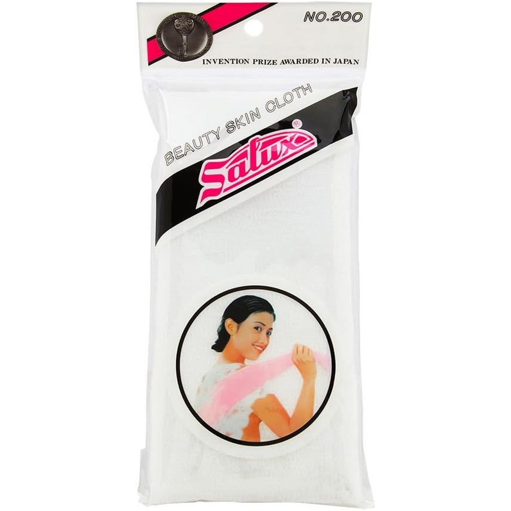 Salux nylon japanese beauty skin bath wash cloth white front view
