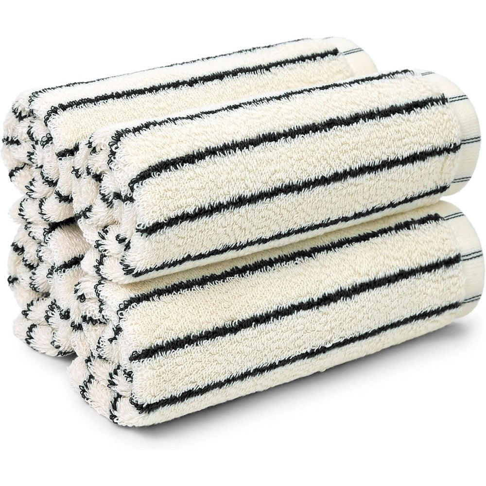 Jacquotha striped cotton washcloths 4 pack front view
