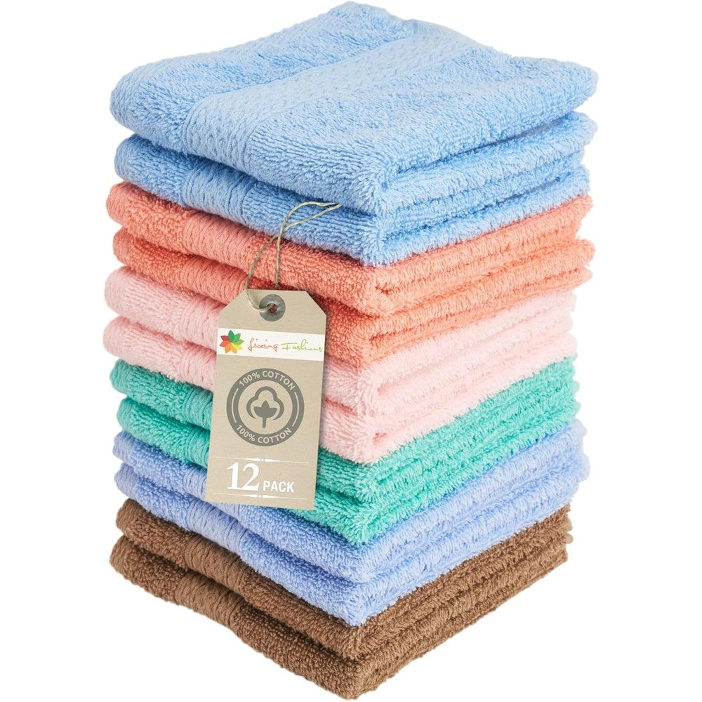 Living Fashions Luxurious Washcloths set of 12 front view