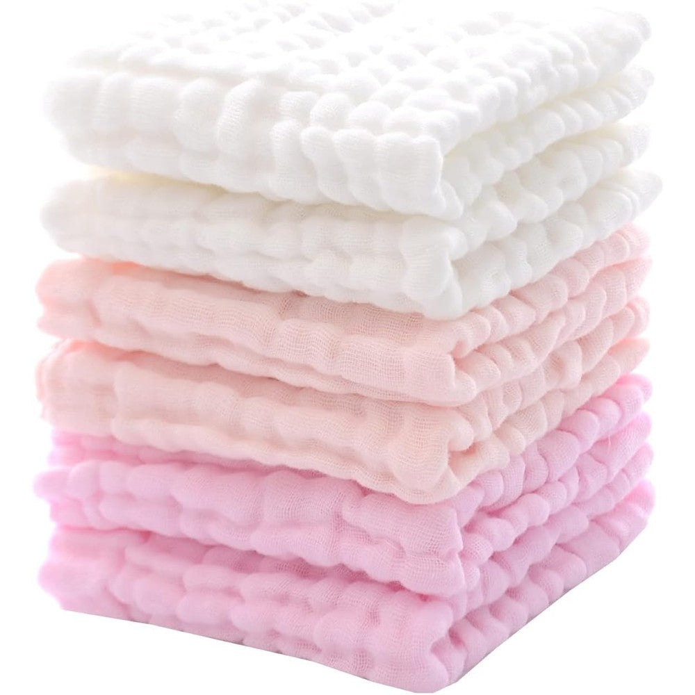 Mukin cotton washcloths 6 pack front view for facial cleansing.