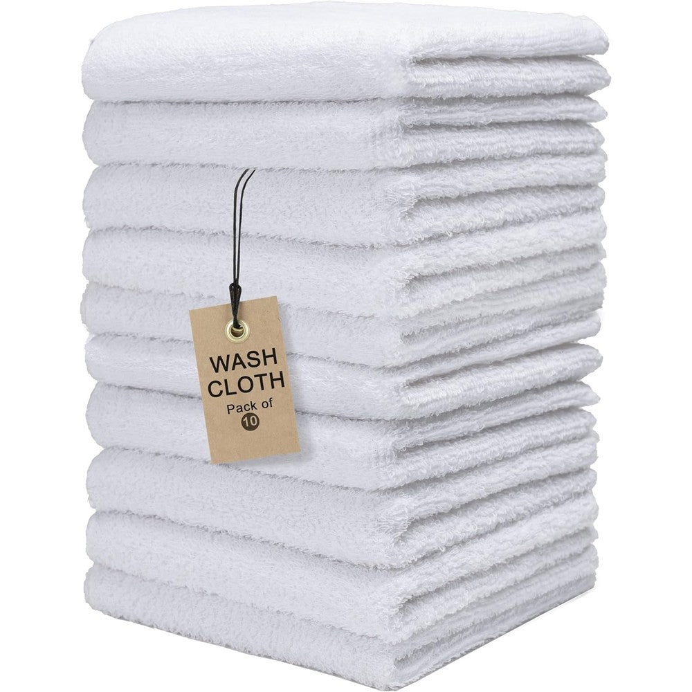Textila Stores Terry Wash Cloths pack of 10 white front view