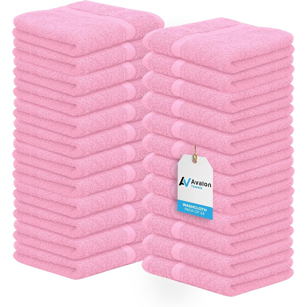 Avalon Towels 24-pack cotton washcloths pink front view