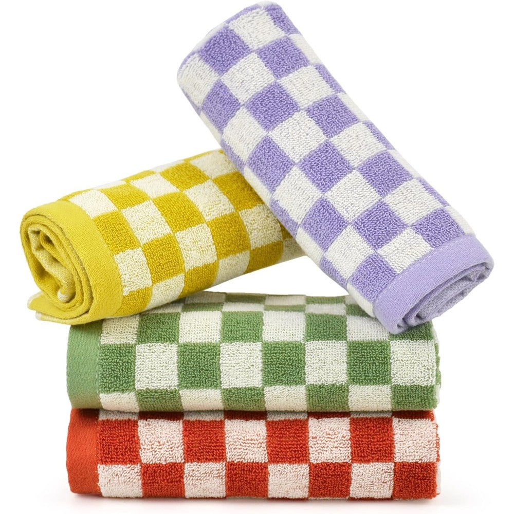 Jacquotha checkered cotton wash cloths 4 pack front view