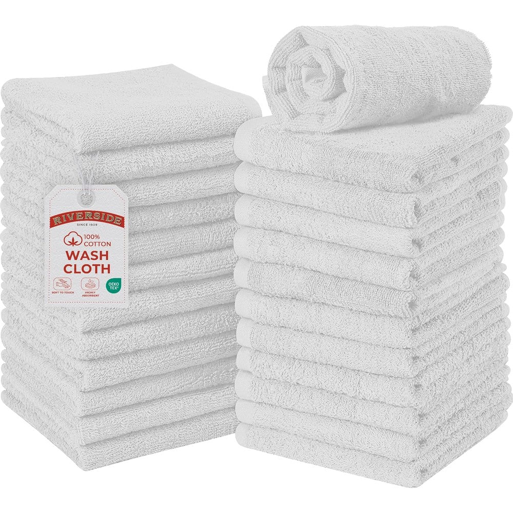 Riverside 24 pack cotton washcloths front view