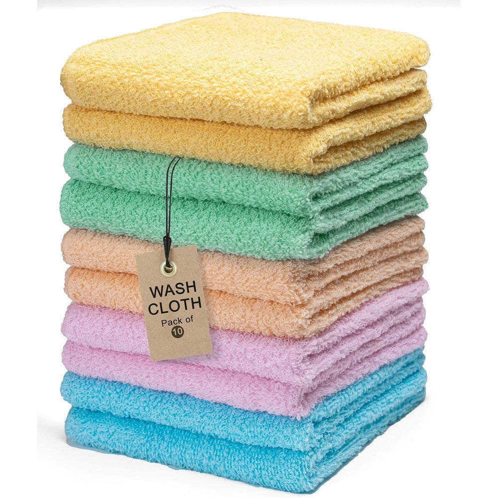 Textila Terry Washcloths 10 Pack Multicolor Front View