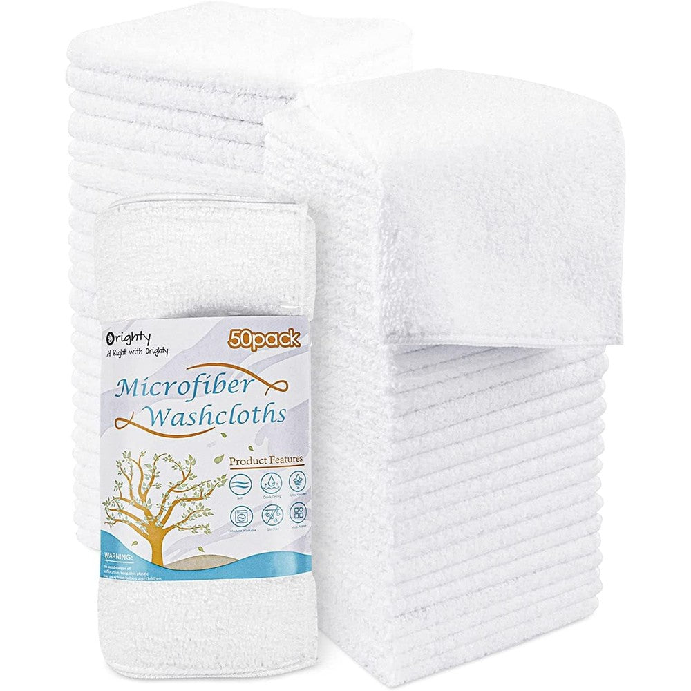 Orighty microfiber washcloths 50 pack stack front view