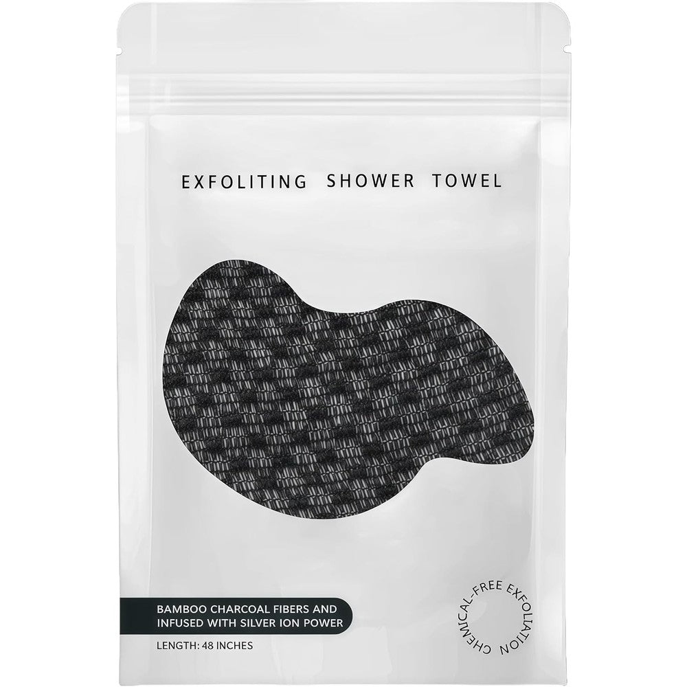 Blisali exfoliating shower towel black front view